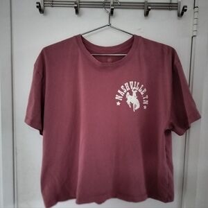 Vintage Threads XL Cropped T-shirt Nashville Stampede Rodeo Mauve